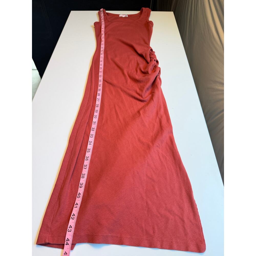 Sundry Side-Ruched Rib Knit Tank Midi Dress Size M in Terracotta Stretch Coastal - Picture 8 of 9
